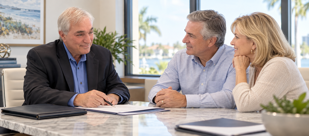 Jay A. Cohen providing personal insurance guidance to a couple